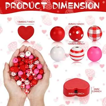 Blulu 210 Pieces Valentine's Day Wood Craft Beads