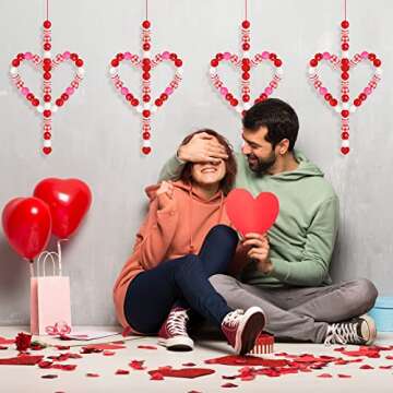 Blulu 210 Pieces Valentine's Day Wood Craft Beads