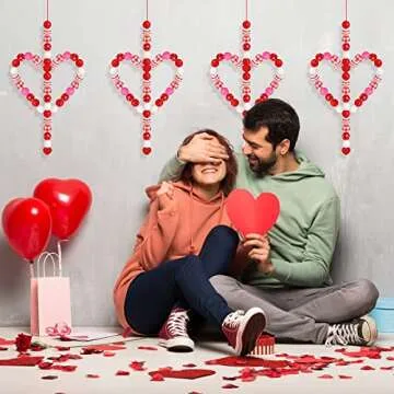 Blulu 210 Pieces Valentine's Day Wood Craft Beads