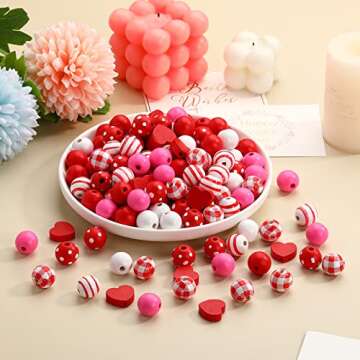 Blulu 210 Pieces Valentine's Day Wood Craft Beads