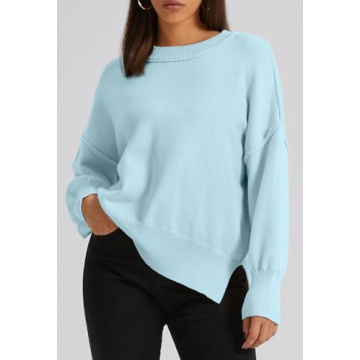 Koandaily Long Sleeve Side Slit Sweater for Women