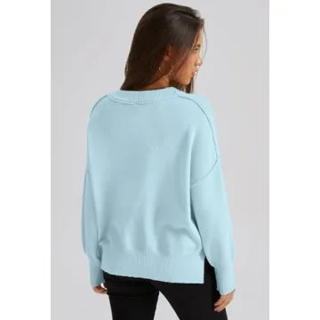 Koandaily Long Sleeve Side Slit Sweater for Women