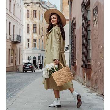 YXILEE Zipper Straw Bags For Women | Straw Purse Woven Womens Handmade Weaving Summer Handbag for Tr...