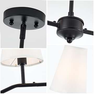 VILUXY Classic Linear Chandelier Off-White Fabric Modern Kitchen Island Pendant Lighting for Indoor, Dining Room, Living Room, Restaurant 4-Light