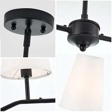 VILUXY Classic Linear Chandelier Off-White Fabric Modern Kitchen Island Pendant Lighting for Indoor, Dining Room, Living Room, Restaurant 4-Light