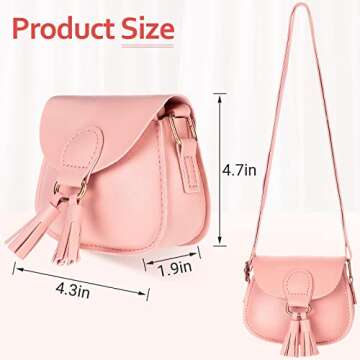 4 Pcs Toddler Crossbody Purse for Girls Diverse Colors Mini Shoulder Bag Cute Crossbody Bag with Tassel Pu Leather Novelty Wallets for Little Girls, 4.3 x 4.7 Inch (Black, White, Red, Pink)