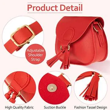 4 Pcs Toddler Crossbody Purse for Girls Diverse Colors Mini Shoulder Bag Cute Crossbody Bag with Tassel Pu Leather Novelty Wallets for Little Girls, 4.3 x 4.7 Inch (Black, White, Red, Pink)