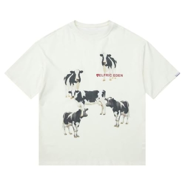 Aelfric Eden Dairy Cow Print Tee – Unisex Vintage Top for Streetwear Style