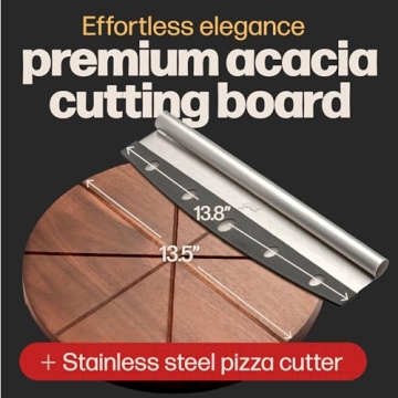 Hans Grill Pizza Cutting Board & Cutter Set - Perfect for Chefs
