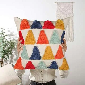 JUXAMI Throw Pillow Covers 18x18, Boho Pillow Covers Woven Tufted Decorative Pillow Covers for Couch Sofa Bedroom Living Room(No Pillow Insert, 1Pcs 18x18 Pillow Covers)