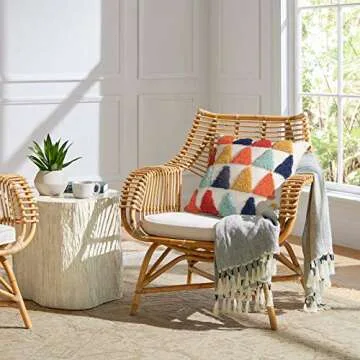 JUXAMI Throw Pillow Covers 18x18, Boho Pillow Covers Woven Tufted Decorative Pillow Covers for Couch Sofa Bedroom Living Room(No Pillow Insert, 1Pcs 18x18 Pillow Covers)