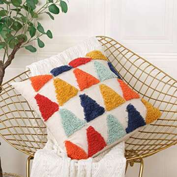 JUXAMI Throw Pillow Covers 18x18, Boho Pillow Covers Woven Tufted Decorative Pillow Covers for Couch Sofa Bedroom Living Room(No Pillow Insert, 1Pcs 18x18 Pillow Covers)