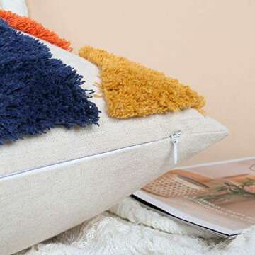 JUXAMI Throw Pillow Covers 18x18, Boho Pillow Covers Woven Tufted Decorative Pillow Covers for Couch Sofa Bedroom Living Room(No Pillow Insert, 1Pcs 18x18 Pillow Covers)