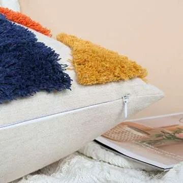 JUXAMI Throw Pillow Covers 18x18, Boho Pillow Covers Woven Tufted Decorative Pillow Covers for Couch Sofa Bedroom Living Room(No Pillow Insert, 1Pcs 18x18 Pillow Covers)