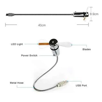 SAYTAY Small USB Fan with Real Time Clock and Temperature Display, Personal Portable USB LED Clock Fan, USB Funny Toy Gadgets Gifts for Men Women Office Home (RGB)