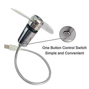 SAYTAY Small USB Fan with Real Time Clock and Temperature Display, Personal Portable USB LED Clock Fan, USB Funny Toy Gadgets Gifts for Men Women Office Home (RGB)