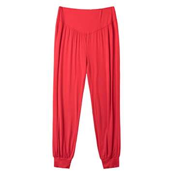 AvaCostume Womens Modal Cotton Soft Yoga Sports Dance Harem Pants, M, Red