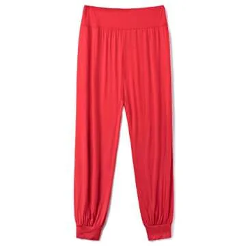 AvaCostume Womens Modal Cotton Soft Yoga Sports Dance Harem Pants, M, Red