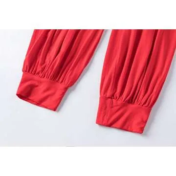AvaCostume Womens Modal Cotton Soft Yoga Sports Dance Harem Pants, M, Red