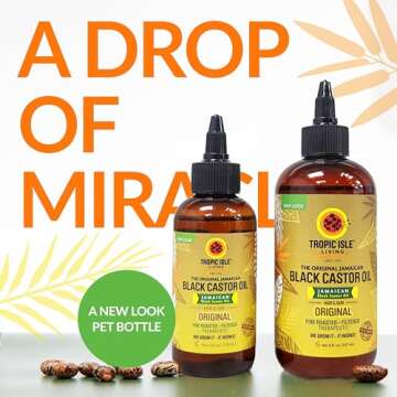 Tropic Isle Living Jamaican Black Castor Oil 8oz - For Hair Growth, Skin Conditioning, Eyebrows & Eyelashes, Scalp and Nail Care. Strengthen, Moisture & Repair