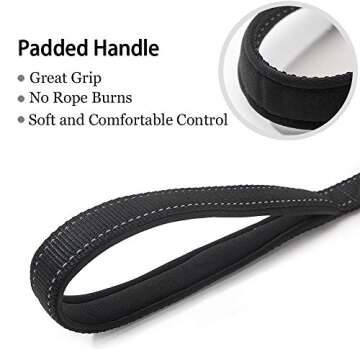 HIPIPET Double Dog Leash Reflective Dual Dog Leash Two Dog Leash 360° Swivel No Tangle Wider Soft Padded Handle Bungee Shock Absorbing for Medium Large Dog Pets