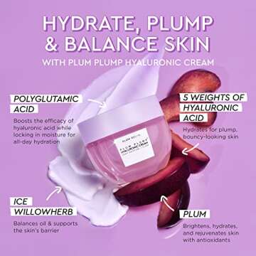 Glow Recipe Plum Plump Hyaluronic Acid Face Cream, Travel Size - Hydrating, Firming & Plumping Facial Moisturizer for Women & Men - Korean Skin Care with Polyglutamic Peptides for Dry Skin (20ml)