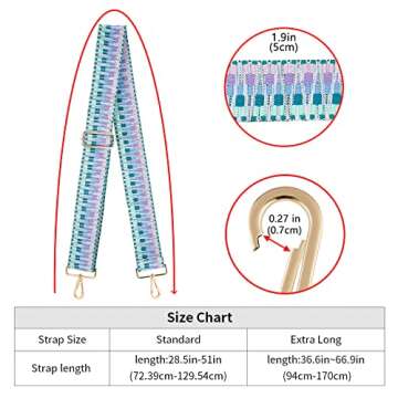 Wide Shoulder Strap Adjustable Replacement Belt Guitar Style Crossbody Bag Handbag Strap Multicolor Canvas Straps(wide:1.97"(5CM)) (Color33)