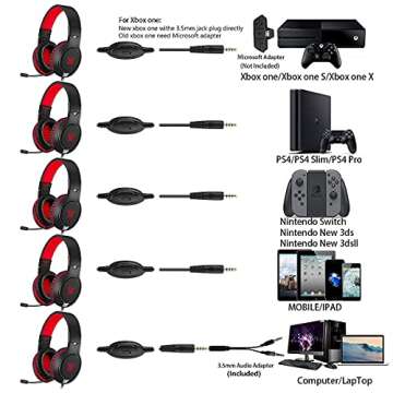 Gaming Headset for Nintendo Switch, Xbox One, PS4, PS5, Bass Surround and Noise Cancelling with Flex...