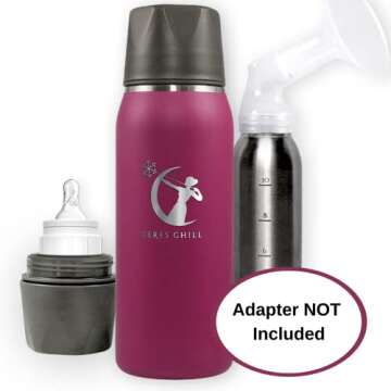 Breastmilk Chiller Reusable Storage Container by CERES CHILL | Keeps Milk Safe for up to 20 Hours | Connects w/Major Pumps(1 Chiller, Plum)