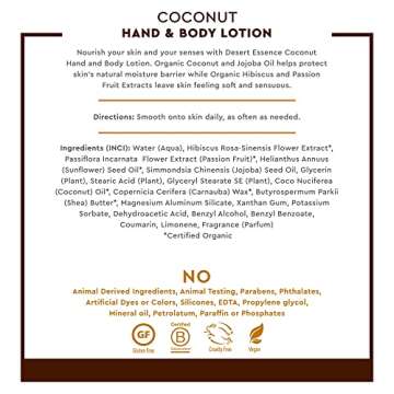Desert Essence Coconut Hand & Body Lotion - Nourishing Moisture