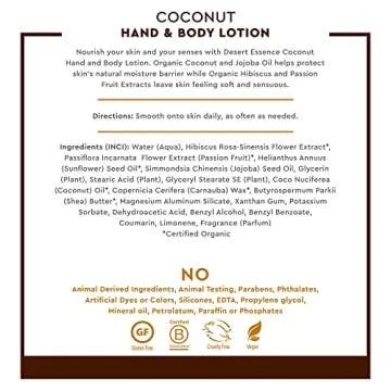 Desert Essence Coconut Hand & Body Lotion - Nourishing Moisture