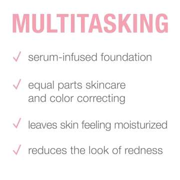 Neutrogena Healthy Skin Sensitive Skin Serum Foundation with Pro-Vitamin B5, Color Correcting & Pore Minimizing Liquid Foundation & Face Serum, Buildable Coverage, Light/Medium 03, 1 oz