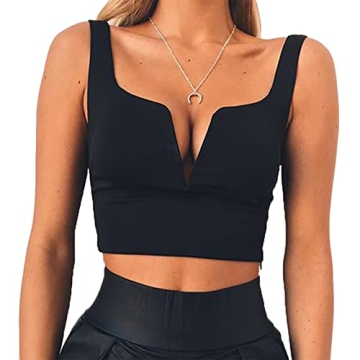 Stylish Susupeng Deep V Neck Sleeveless Crop Top