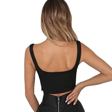 Stylish Susupeng Deep V Neck Sleeveless Crop Top