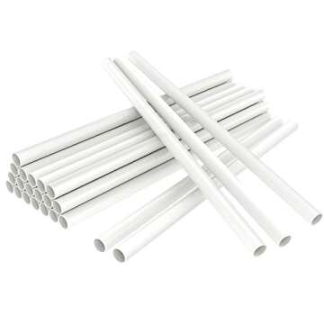 White Plastic Cake Dowel Rods for Tiered Cake Construction and Stacking Supporting Cake Round Dowels...