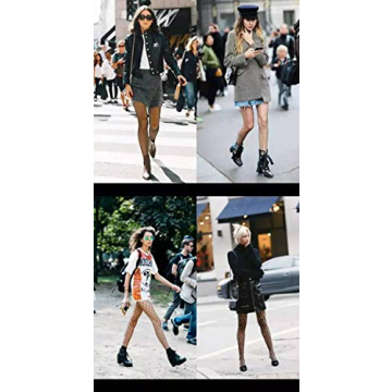 High Waist Fishnet Tights with Suspenders - 4 Pack