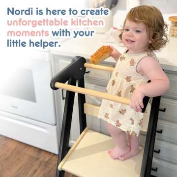 Nordi Foldable Toddler Kitchen Tower - Montessori Kitchen Stools Helper for Ages 1.5-6