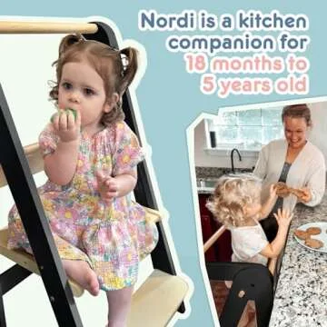 Nordi Foldable Toddler Kitchen Tower - Montessori Helper with 3 Heights