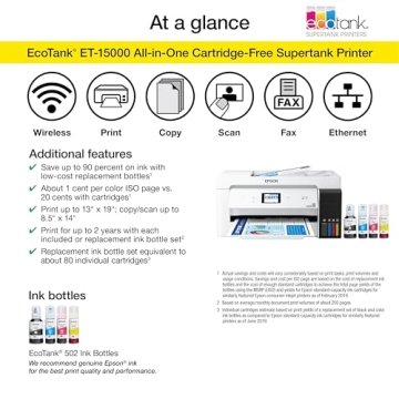Epson EcoTank ET-15000 Wireless Printer for Home Office