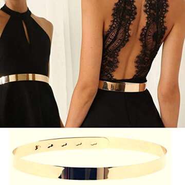 GOLD BELT For Women Adjustable Gold Mirror Belt for women dresses by Hybrid Fashionista Gold Accessories