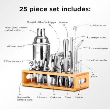 TEAVAS 25-Piece Premium Bar Set for Mixology Enthusiasts