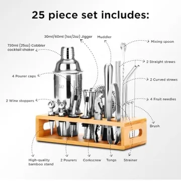 TEAVAS 25-Piece Premium Bar Set for Mixology Enthusiasts