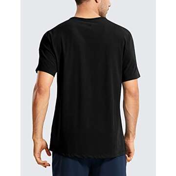 CRZ YOGA Men's Lightweight Pima Cotton Short Sleeve Athletic T-Shirts Workout Quick Dry Loose Fit Te...