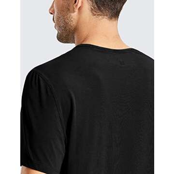 CRZ YOGA Men's Lightweight Pima Cotton Short Sleeve Athletic T-Shirts Workout Quick Dry Loose Fit Tees Black Medium