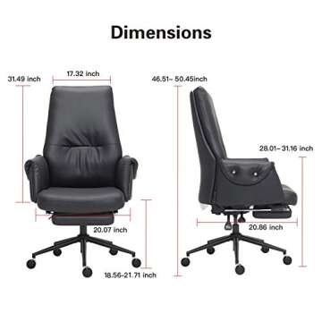 Leather Executive Chair with Hidden Footrest and Comfort