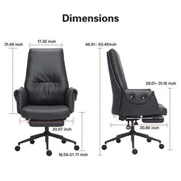 Leather Executive Chair with Hidden Footrest and Comfort