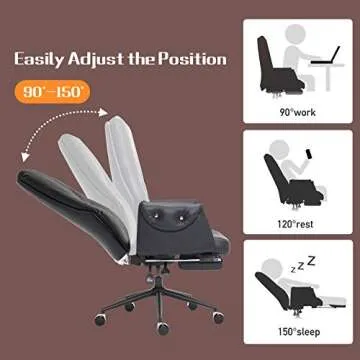 Leather Executive Chair with Hidden Footrest and Comfort