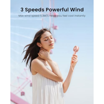 Gaiatop Mini Portable Fan USB Rechargeable 3 Speed Handheld