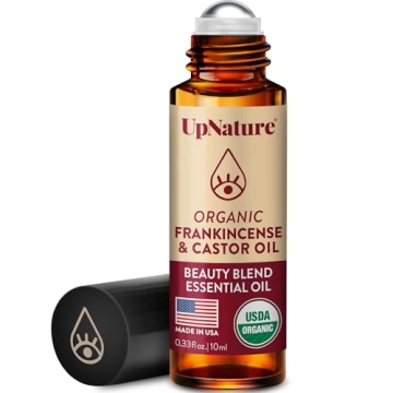 UpNature Beauty Essential Oil Blend Roll On – 100% Organic Castor Oil & Frankincense for Face Unde...