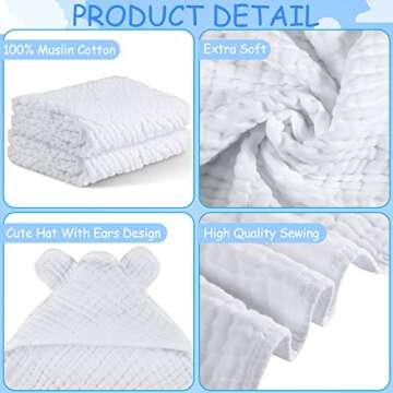 Chumia Baby Hooded Muslin Cotton Towels Set of 2